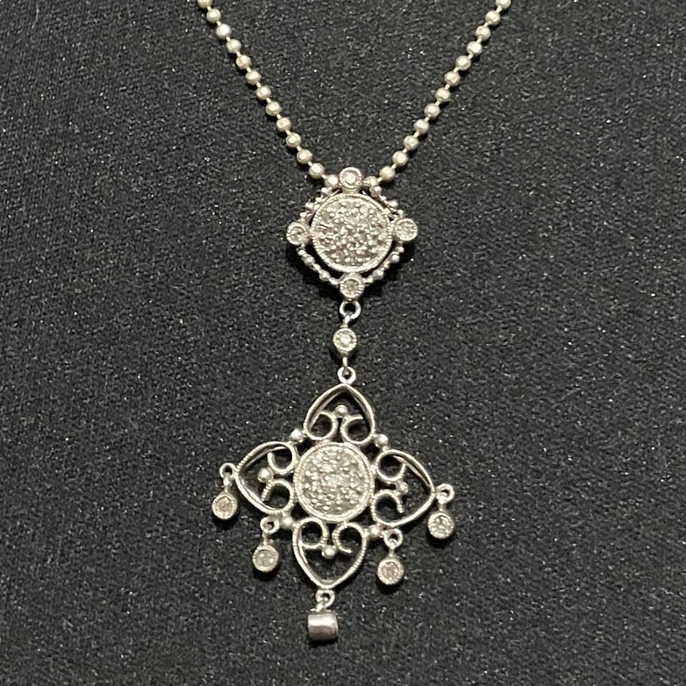 Sterling Silver Dangle Necklace CZ sparkle